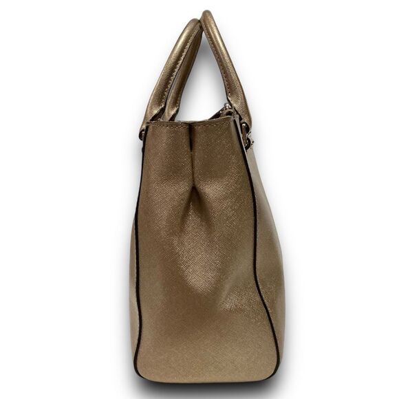 MICHAEL Michael Kors Gold Kellen Ladies Saffiano Leather Jet Set Satchel - Picture 4 of 10